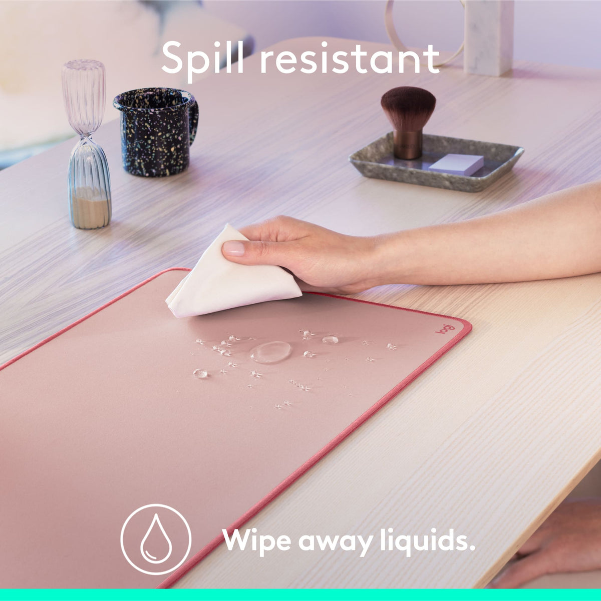Logitech - Desk Mat Studio Series Extended Mouse Pad with Spill-resistant Durable Design (Large) - Darker Rose