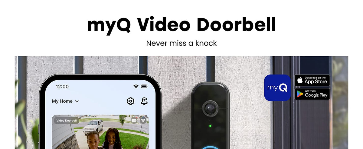 Chamberlain - myQ Video Doorbell | 2K Camera, Battery/Wired, Color Night Vision, Live View with 2-Way Talk, Motion Detection & Alerts - Black