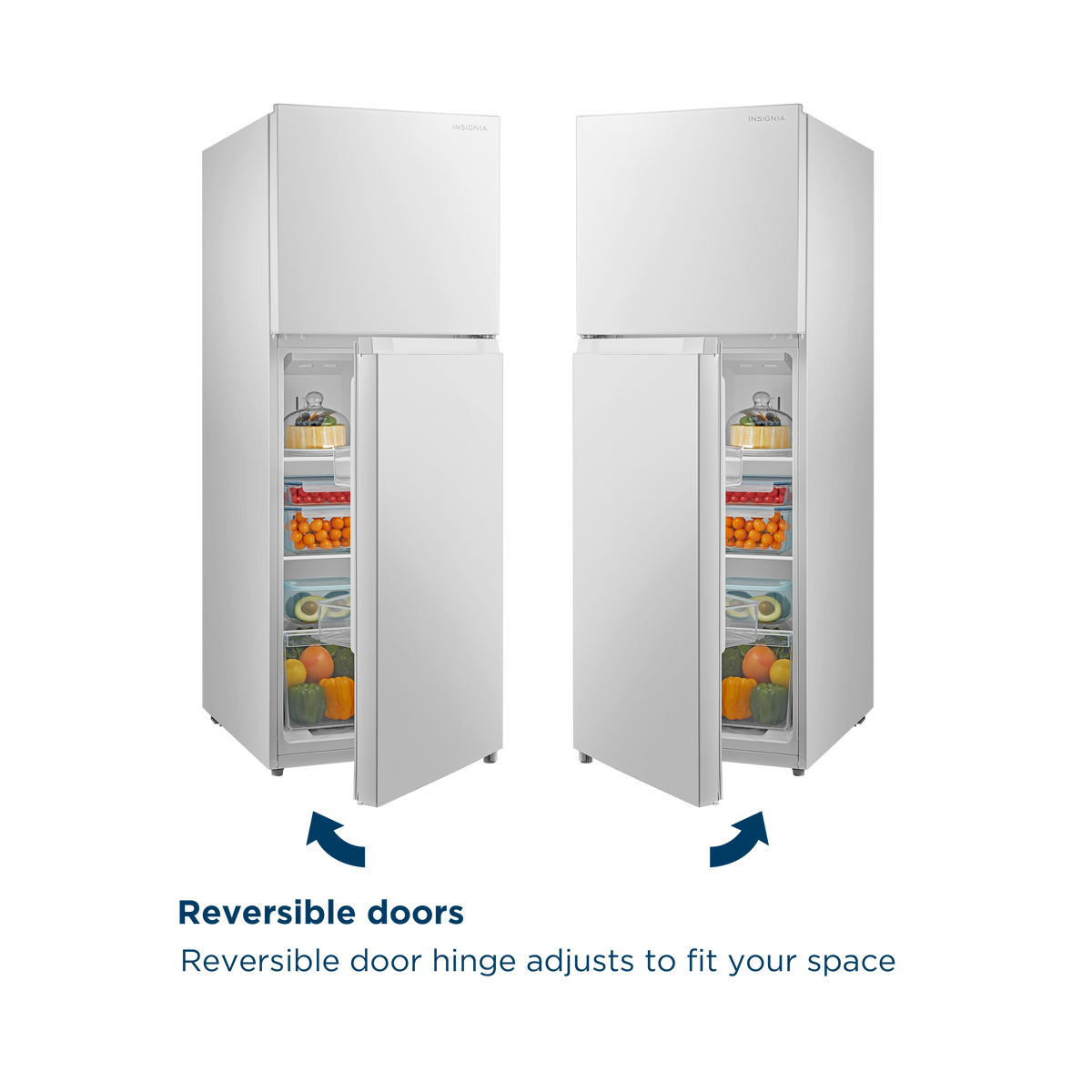 Insignia™ - 22 in. Wide 10.1 Cu. Ft. Top-Freezer Refrigerator with Reversible Door and ENERGY STAR Certification - White