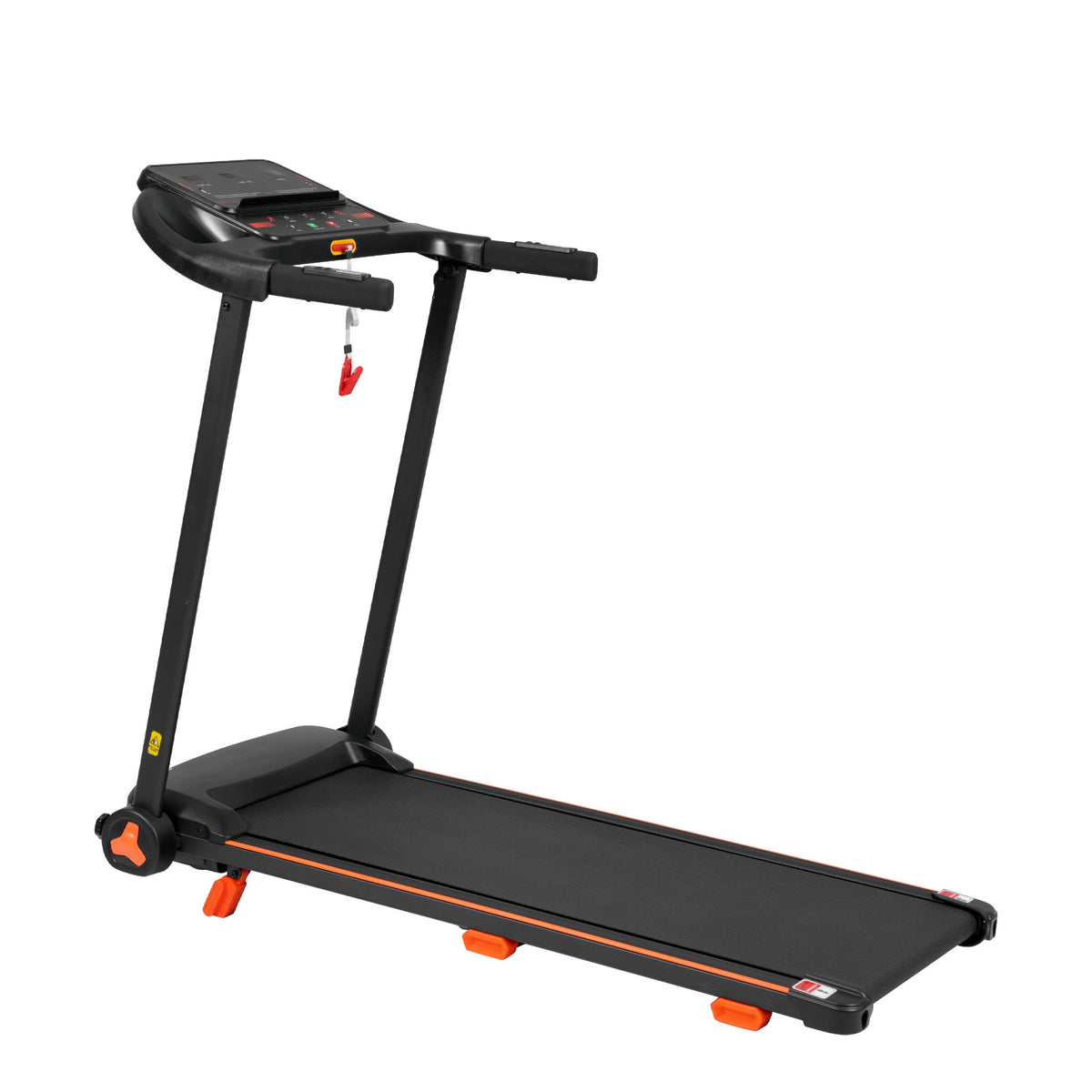 Cinta de correr plegable silenciosa de 2.5 Hp con sensor de frecuencia cardíaca, capacidad de peso de 300 lb, con estación de carga USB para Android y altavoz Bluetooth, 6 amortiguadores - Negro