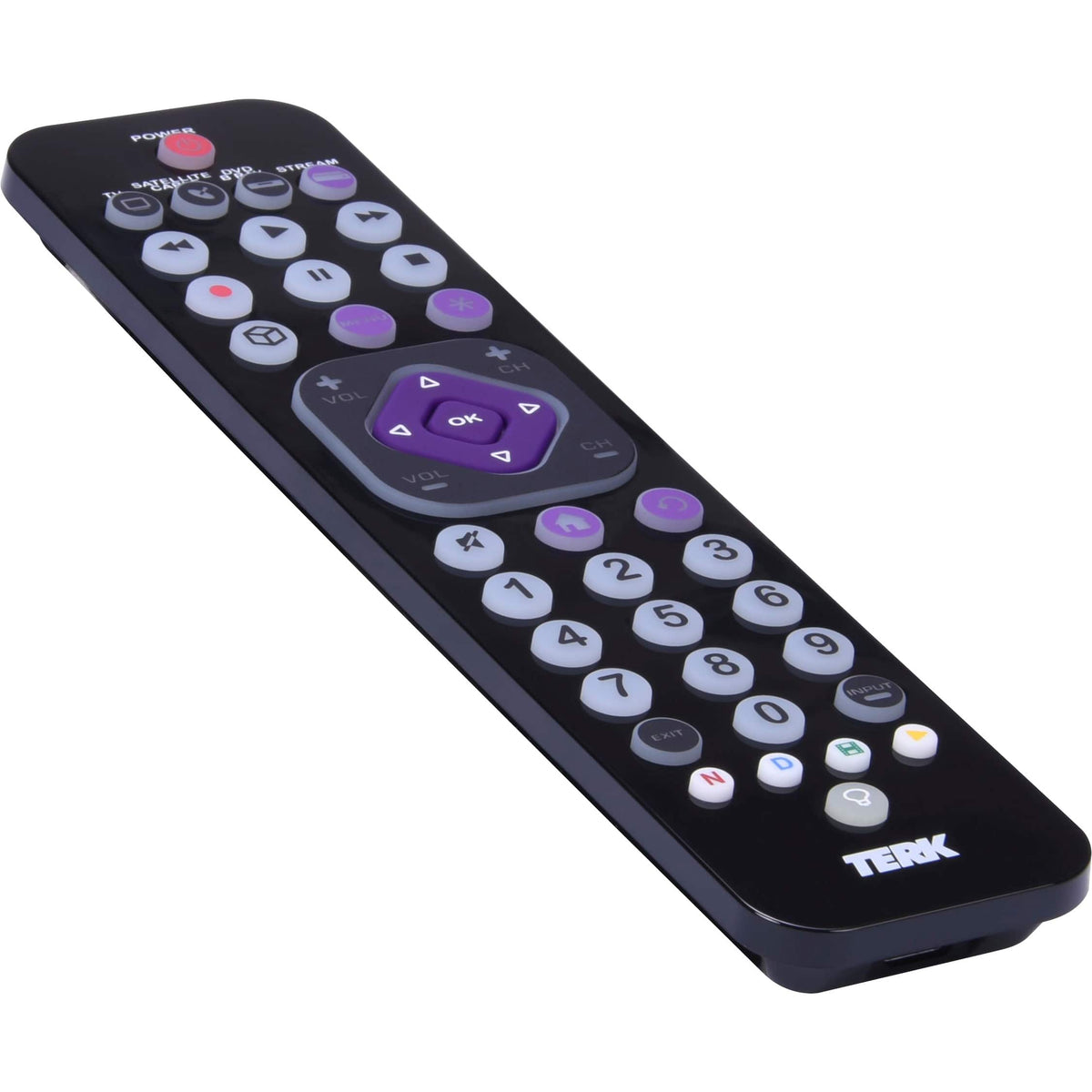 TERK - Rechargeable 4-Device Backlit Universal Remote - Black