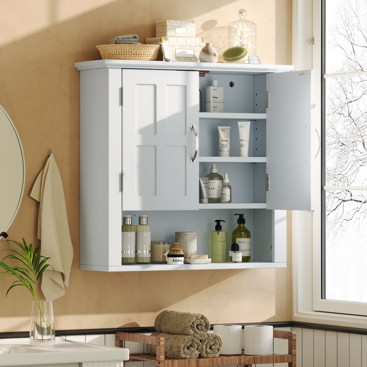 Armario De Pared Multifuncional Con Estantes Ajustables Para Baño