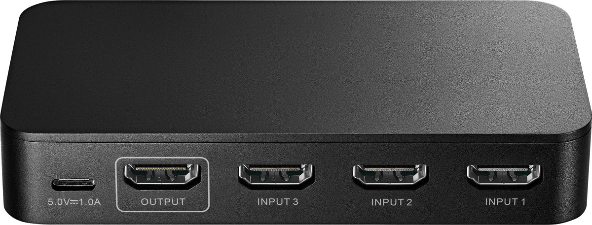 Insignia™ - HDMI 3-Port Switch with 4K HDR Inputs - Black