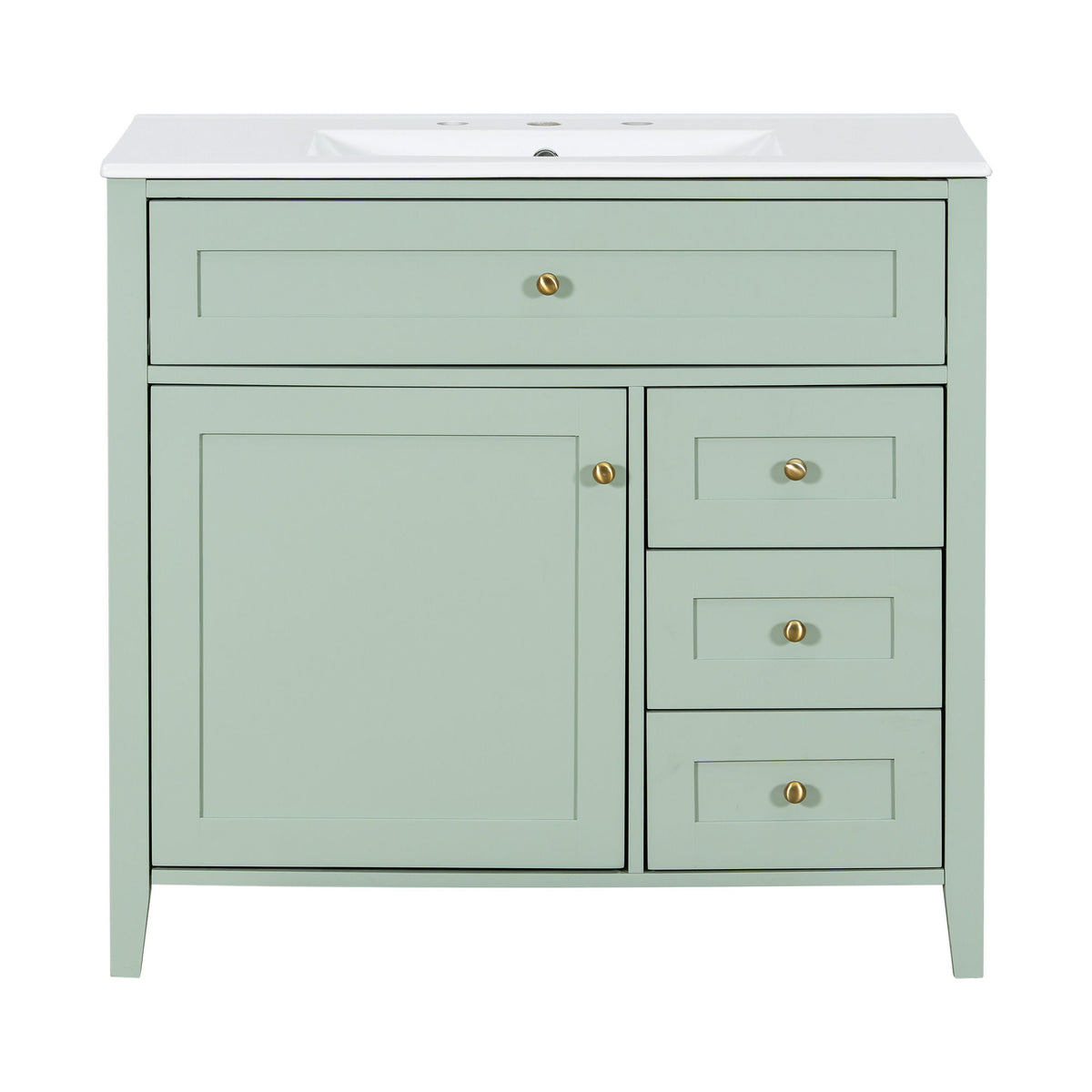 Tocador de baño con lavabo, mueble con 3 cajones y estante ajustable