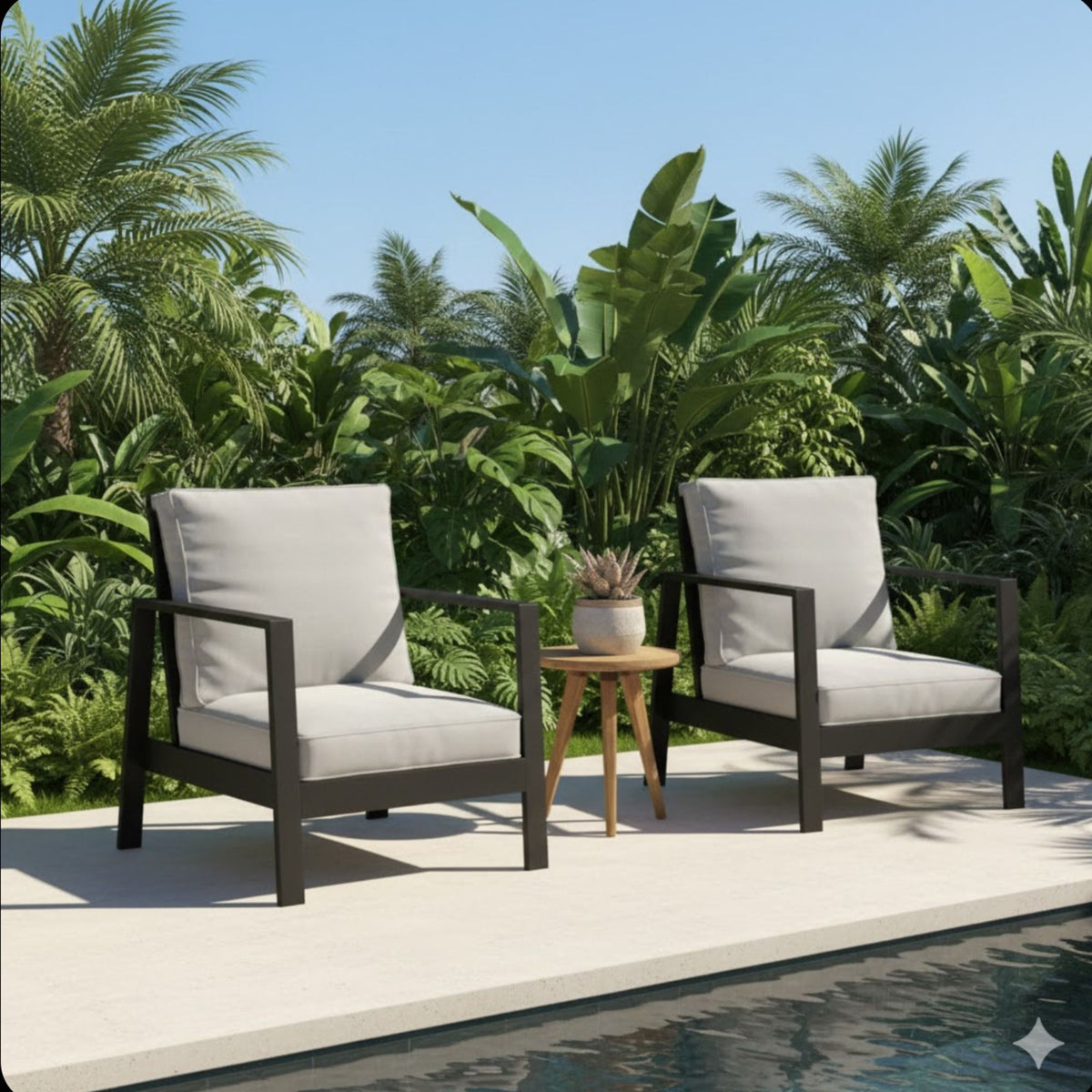 Sillones ergonómicos de patio para todo tipo de clima con cojines gruesos (juego de 2)