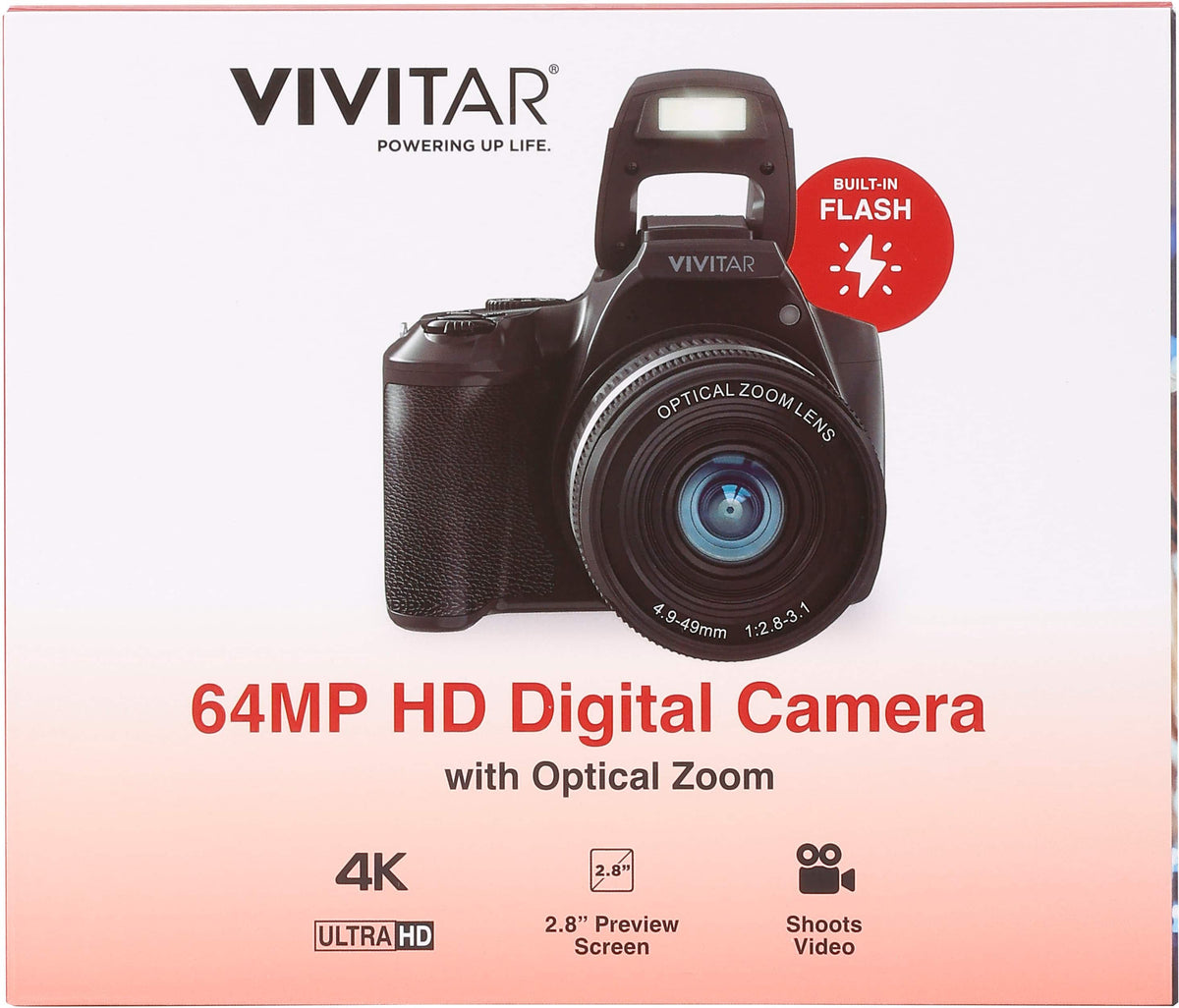 Vivitar - 4K (2160) Video Hybrid Optical Zoom Bridge Camera with Lens - Black