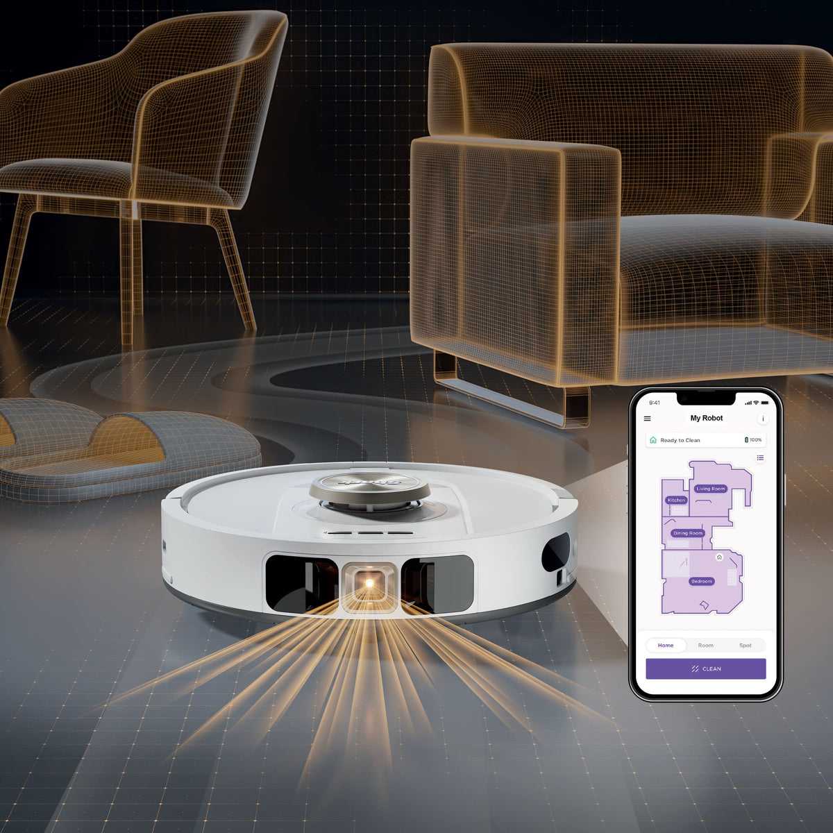 Shark - PowerDetect 2-in-1 Robot Vacuum and Mop with NeverTouch Pro Base - White