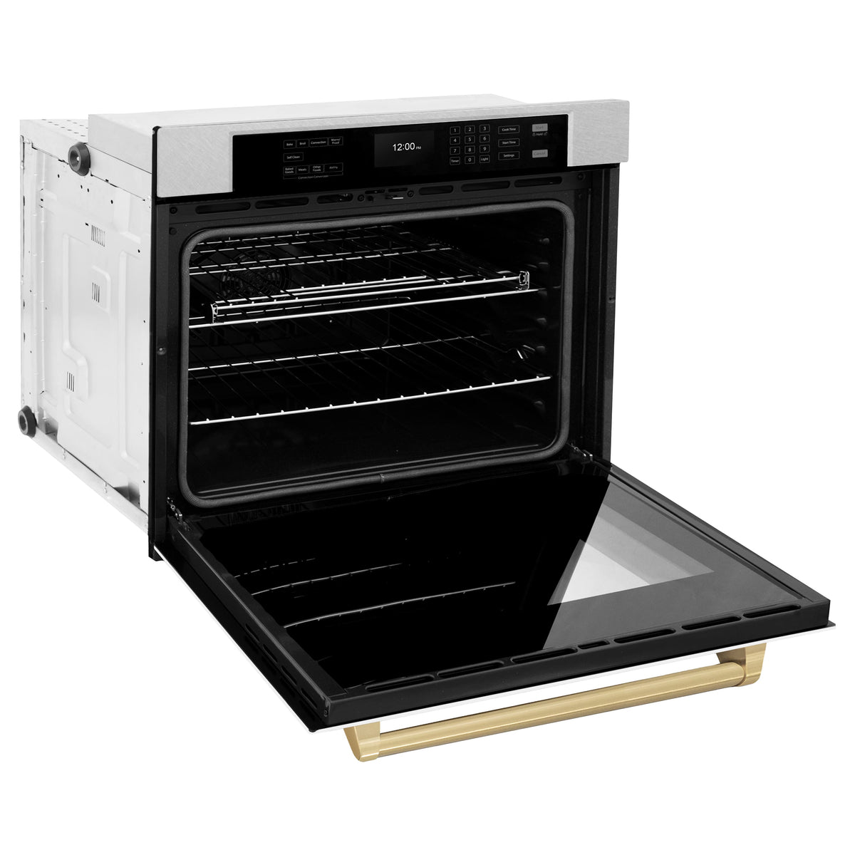 ZLINE - 30 in. Autograph Wall Oven w/ Air Fry in Satin Steel w/ White Bronze Accents - Satin Stainless Steel