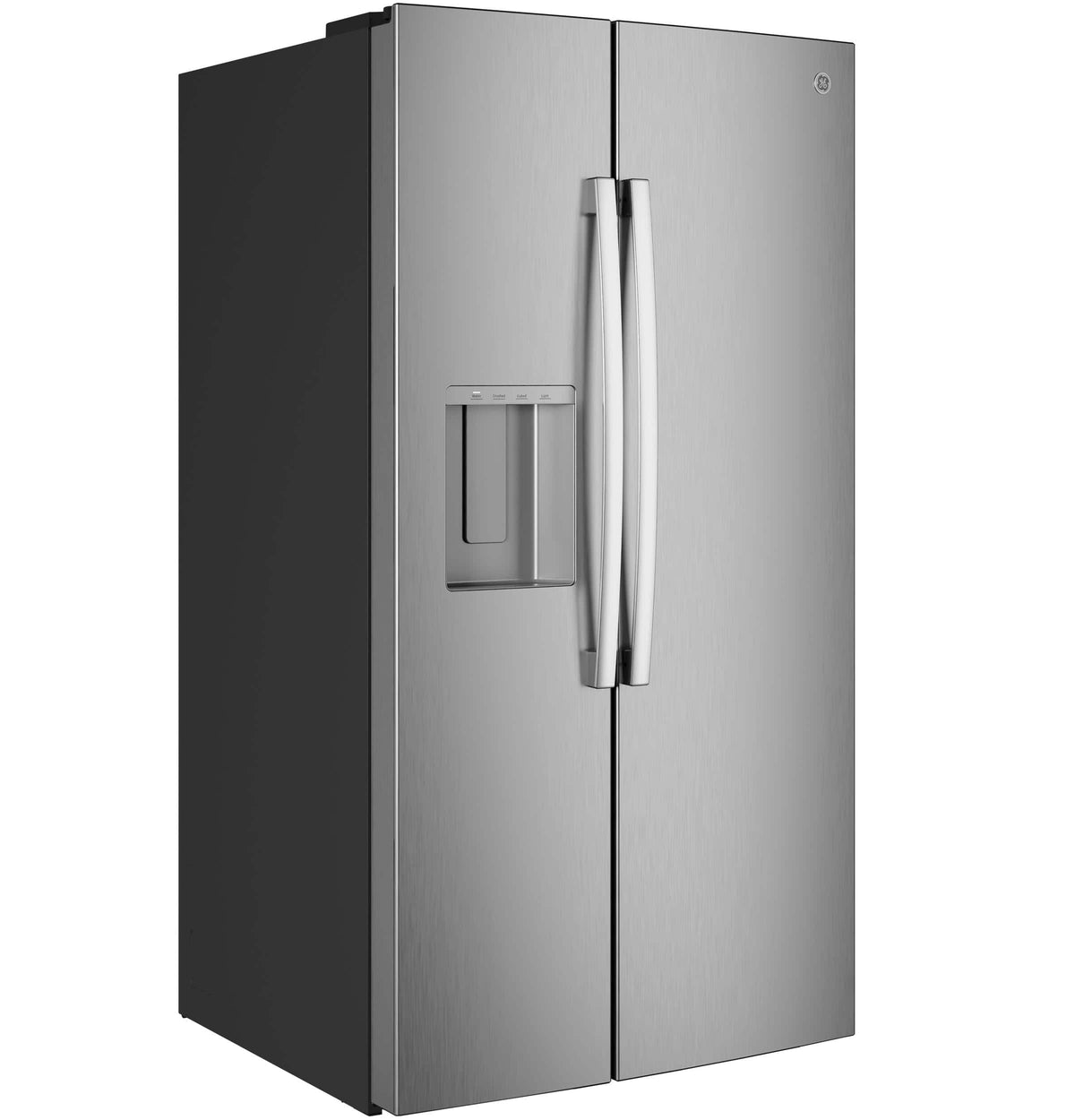 GE - 36 in. Wide ENERGY STAR 27.9 Cu. Ft. Side-By-Side Refrigerator with Extra Tall Dispenser and In-Door Icemaker - Stainless Steel