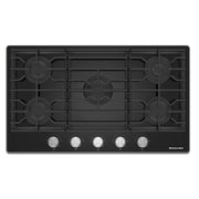 KitchenAid - 36 in. Wide 5 burners Built-In Gas Cooktop with Dishwasher-Safe Grates and Knobs - Black