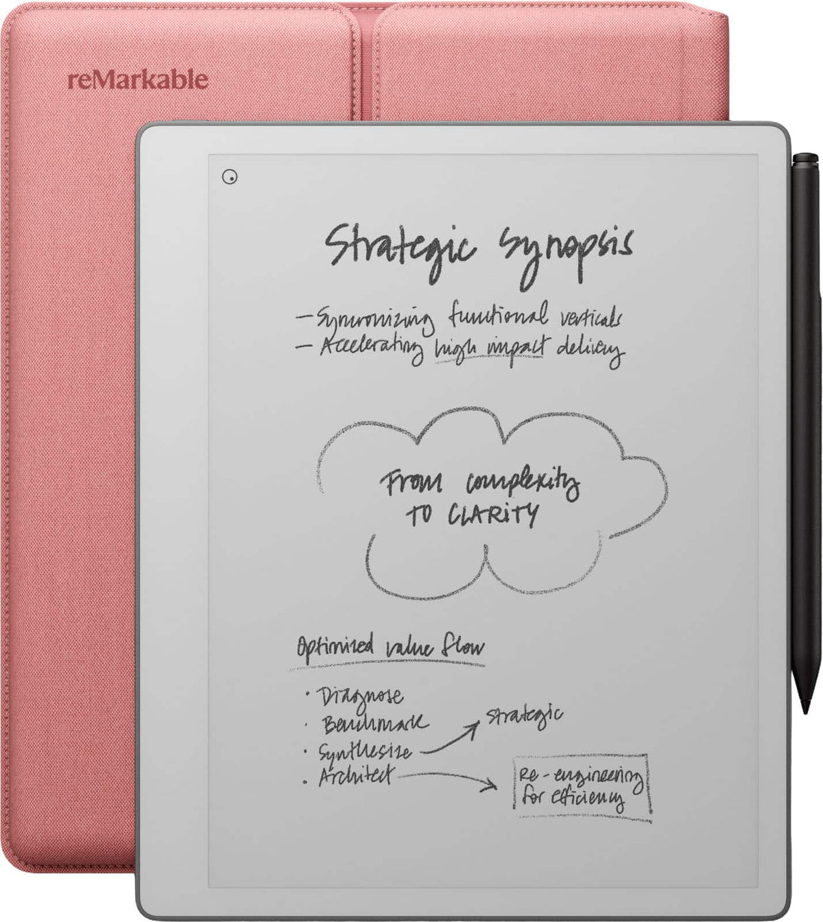 reMarkable - Paper Pure – 10.3” Paper Tablet Bundle with Marker Plus and Sleeve Folio - Desert Pink