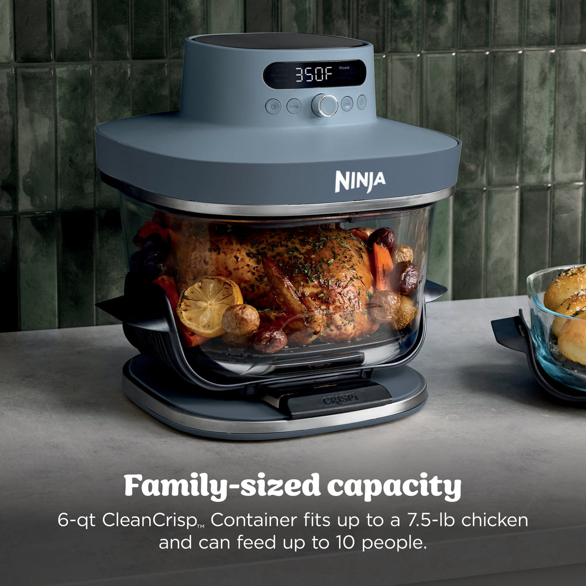 Ninja - Crispi Pro 6-in-1 Countertop Glass Air Fryer - Cyberspace