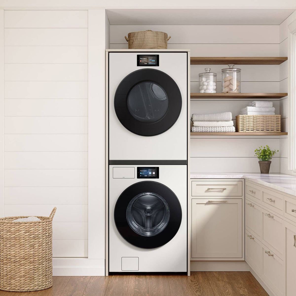 Samsung - 5.3 cu. ft. Bespoke AI Ultra Capacity Front Load Washer with AI Home - Ivory