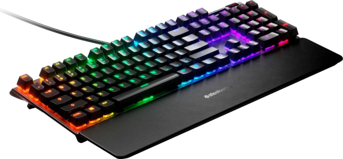 SteelSeries - Apex 7 Full Size Wired Mechanical Red Linear Switch Gaming Keyboard with Rapid Tap - Black