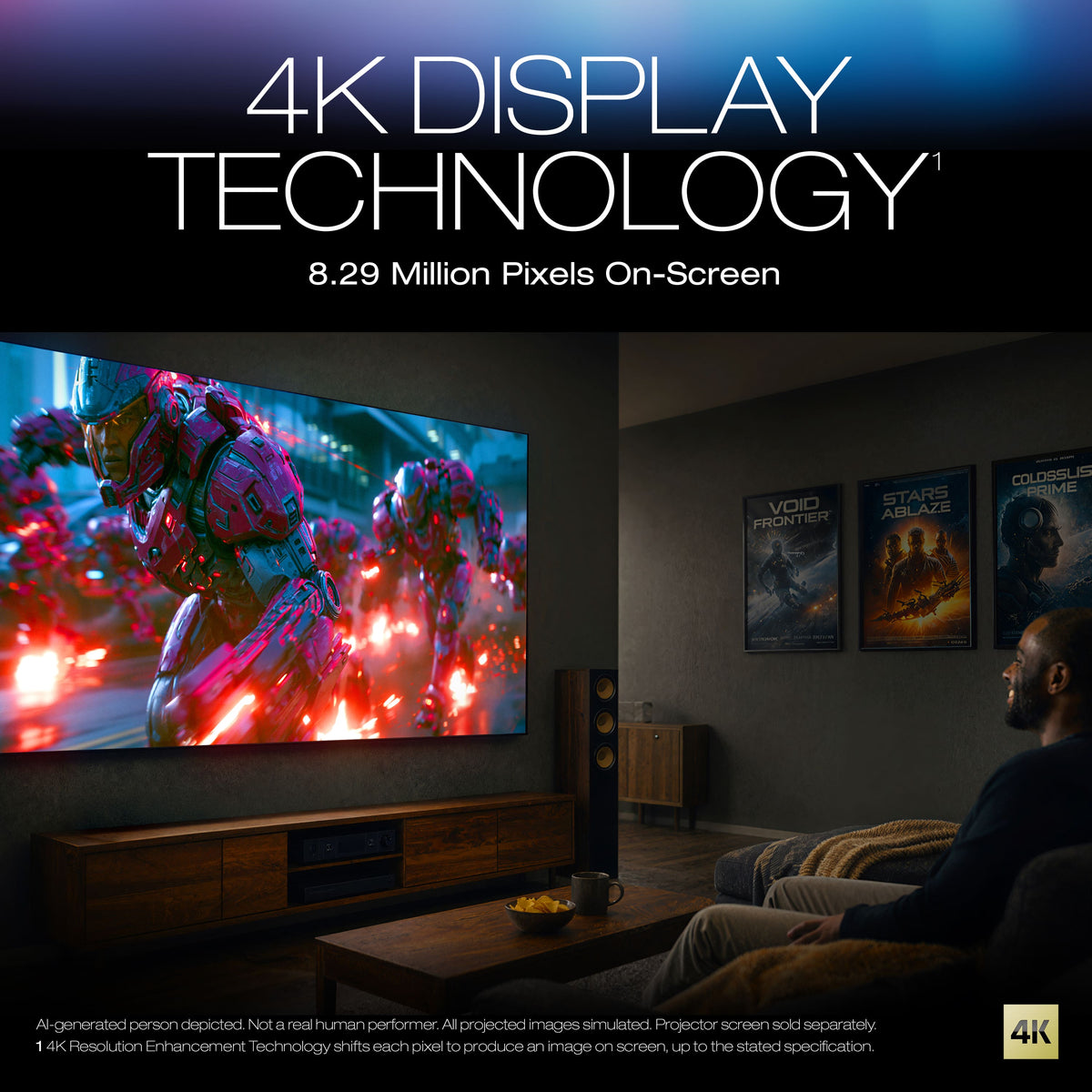 Epson - Home Cinema LS6000 4K Laser Projector, 3,400 Lumens of Color and Brightness, 3LCD, HDR - White