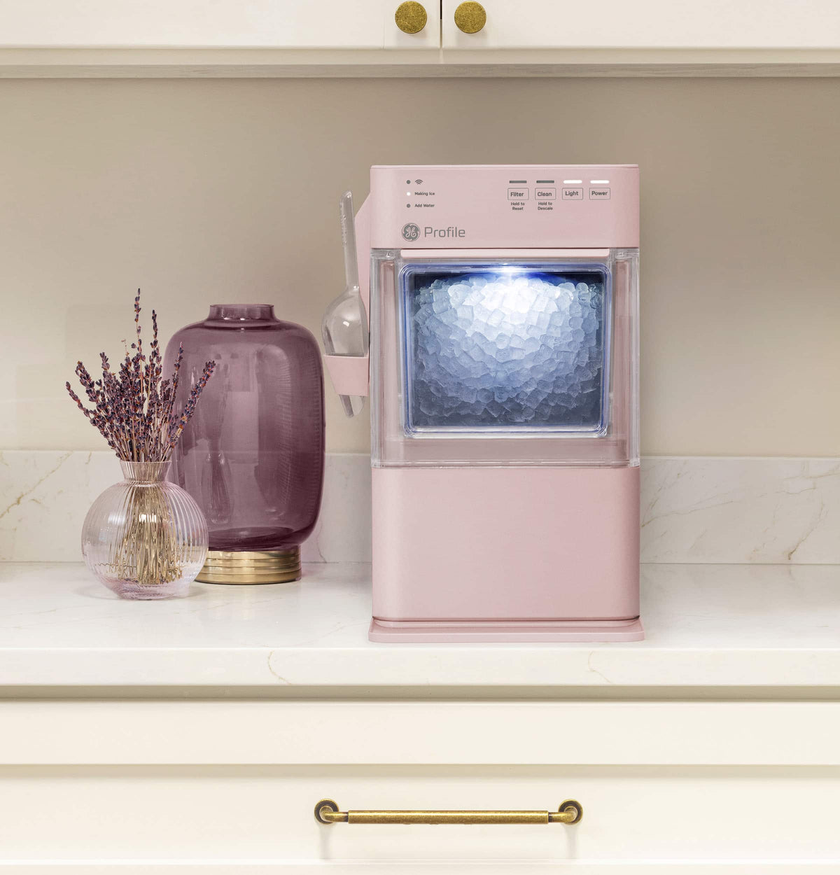 GE Profile - Opal Mini Countertop Nugget Ice Maker, 36 lb Daily Ice Production - Peony Pink