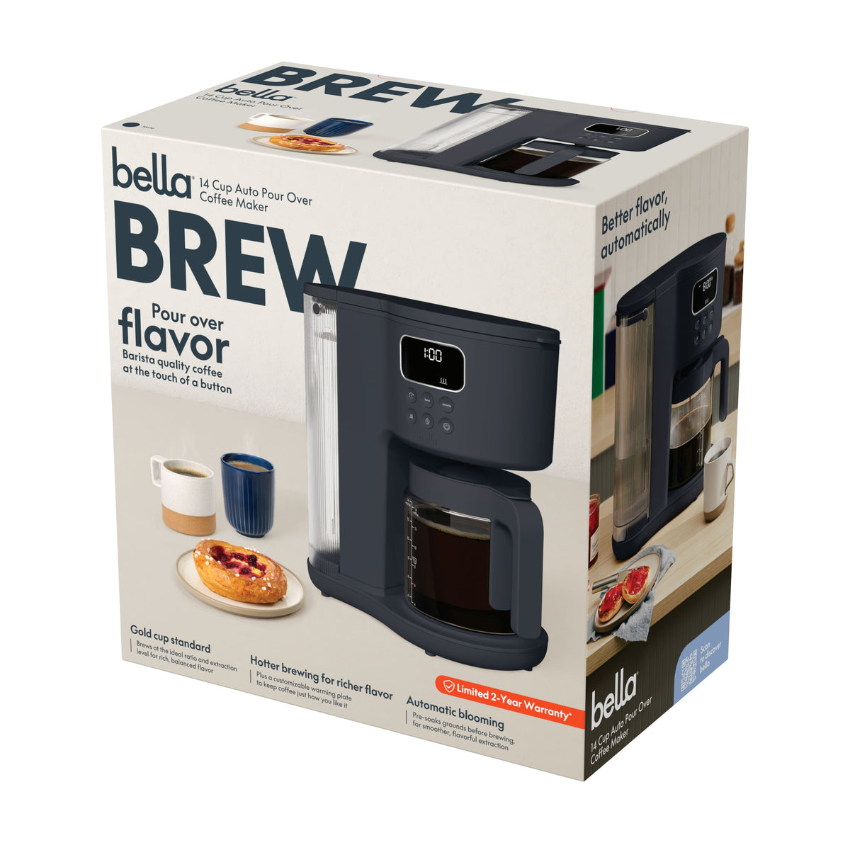 Bella - BREW 14-Cup Auto Pour Over Coffee Maker​ - Slate