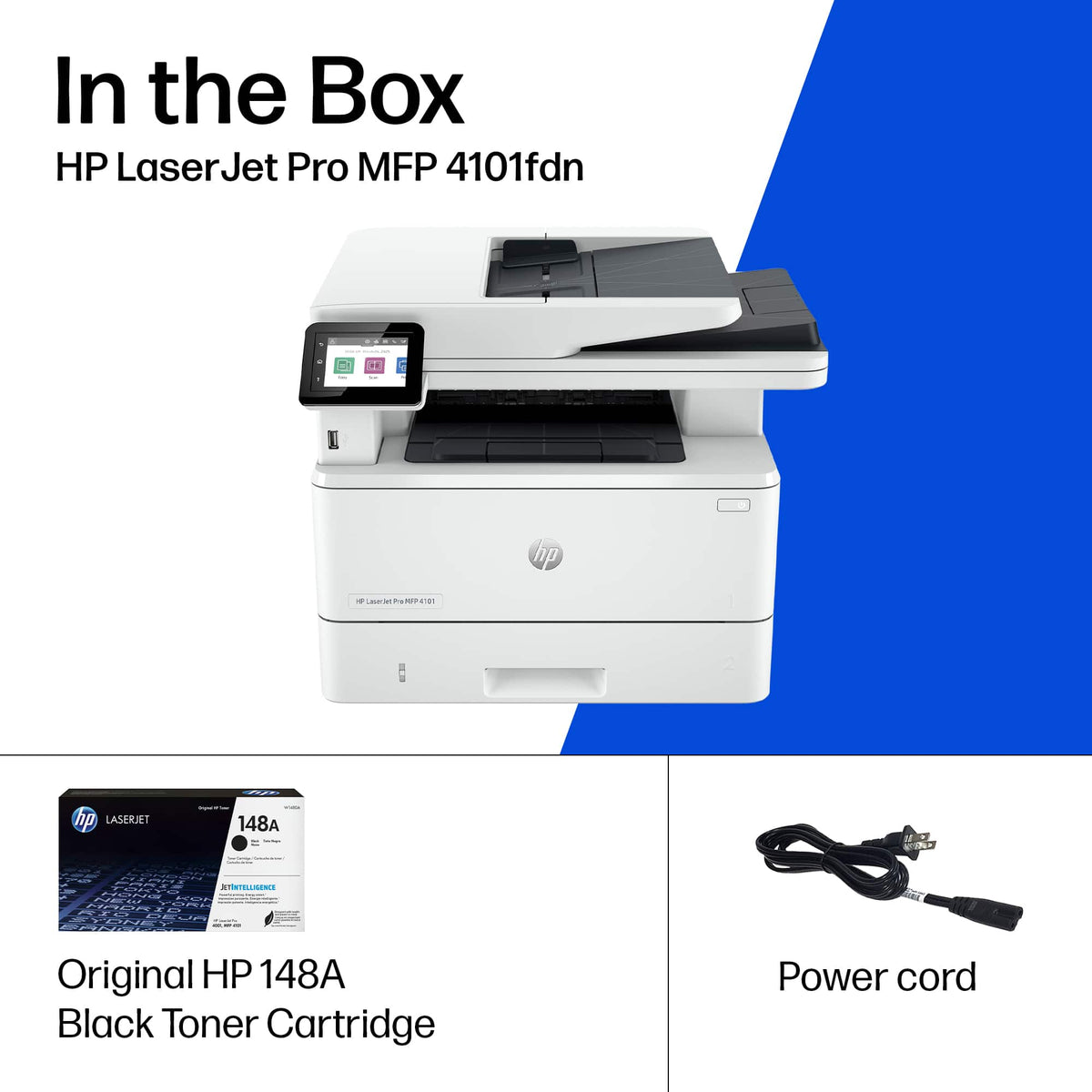 HP - LaserJet Pro MFP 4101fdn AI-Enabled Black-and-White All-in-One Laser Printer - White