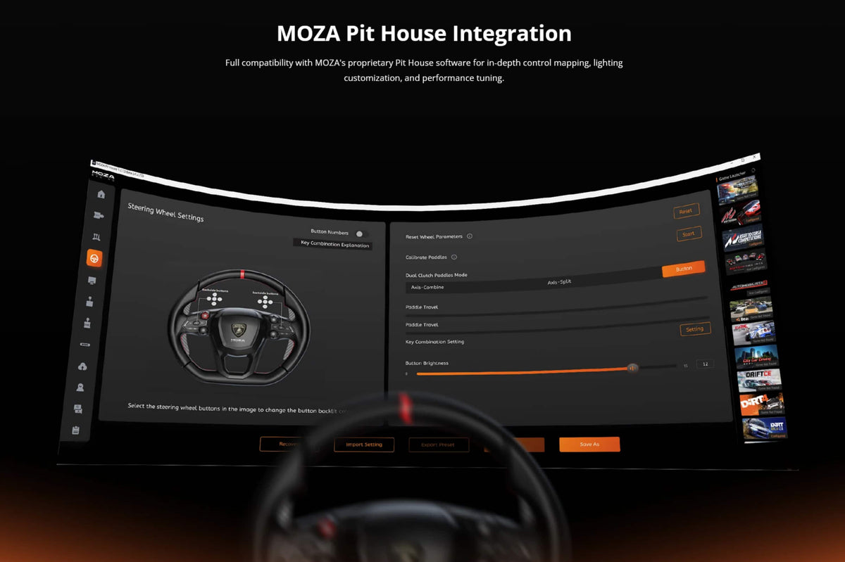 Moza Racing - Lamboghini Revuelto Sim Racing Steering Wheel for Windows - Black
