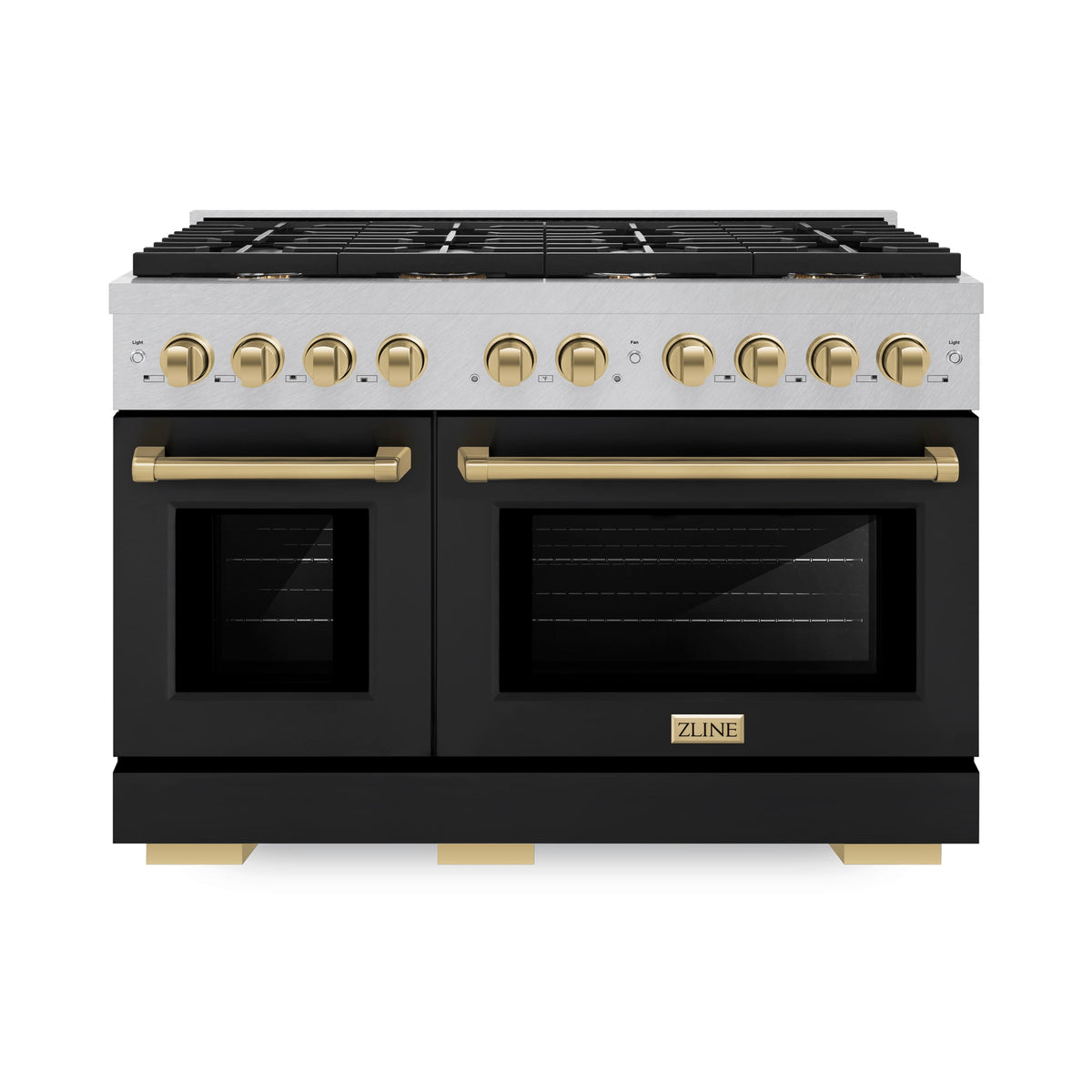 ZLINE - 48 in. Wide 8 Burner Autograph Paramount Dual Fuel Range with Black and Bronze Accents (SDRSZ-BLM-48-CB) - Black