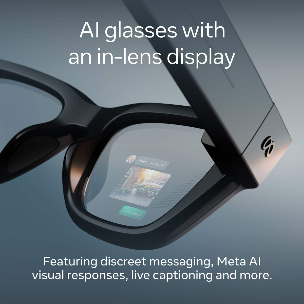 Meta - Ray-Ban Display & Neural Band | AI glasses with in-lens display - Shiny frame, large - band size 3 - Black