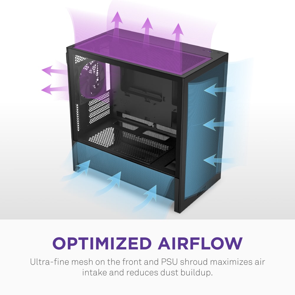 NZXT - H3 Flow Micro-ATX High-Airflow PC Case - Black