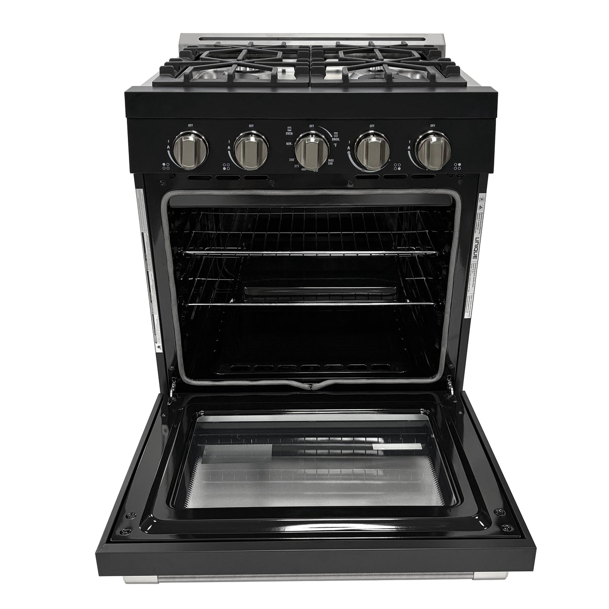 Unique Appliances - Off-Grid 30 in. 4-Burner Waist High Broiler Propane Range in Black - Black