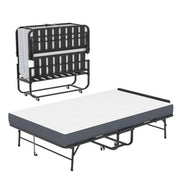 Cama plegable individual extralarga con cabecera ajustable, catre con colchón de espuma viscoelástica - Negro