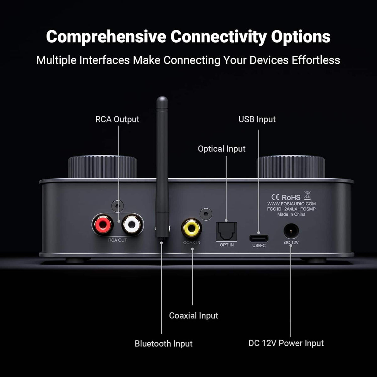 Fosi Audio - K7 DAC Headphone Amp for Gaming - Black