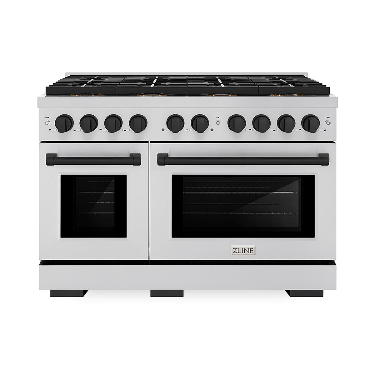 ZLINE - 48 in. Wide 8 Burner Autograph Paramount Gas Range with 8 Burner DuoPro Cooktop w/ Matte Black Accents (PSGRZ-48-MB) - Stainless Steel