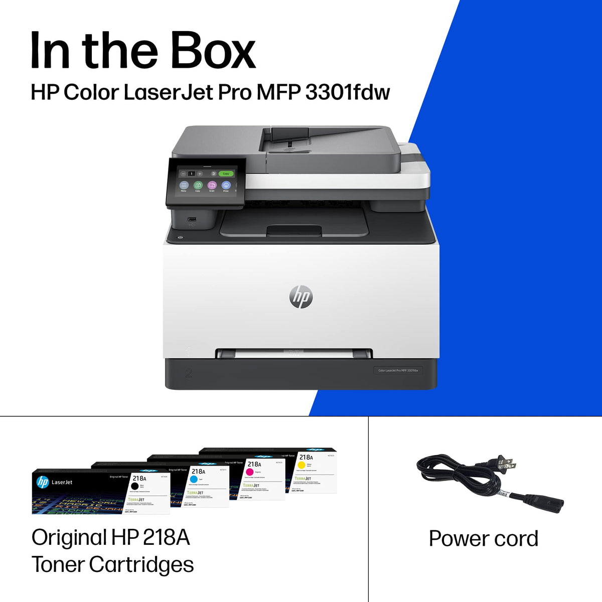 HP - LaserJet Pro MFP 3301fdw Wireless AI-Enabled Color All-in-One Laser Printer - White & Slate