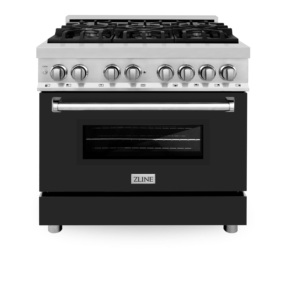 ZLINE - 36 in. Wide 6 Burner Legacy Dual Fuel Range with Cooktop and Electric Oven (RA-BLM-36) - Satin Steel/White
