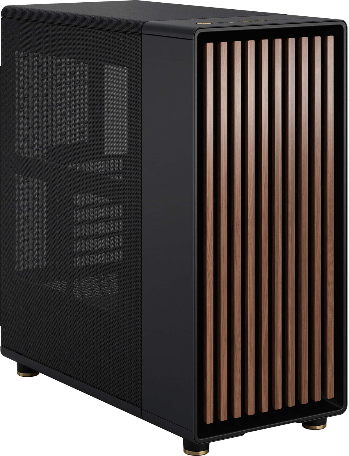 Fractal Design - North Charcoal Black with Walnut Front and Mesh Side Panel Mid-Tower PC Case - Black