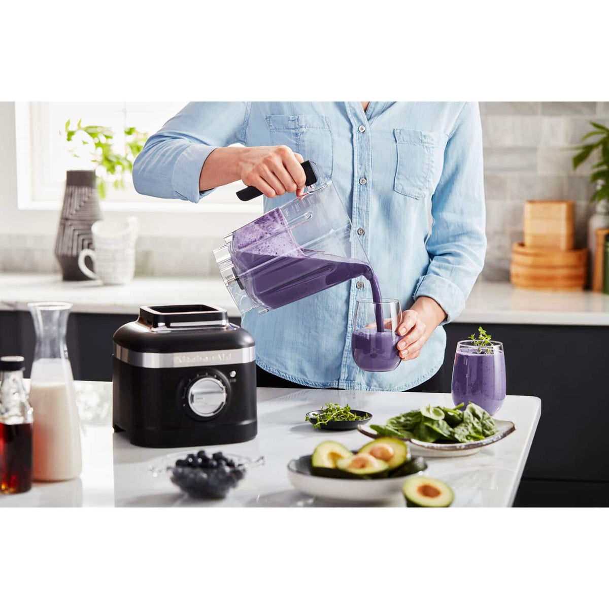 KitchenAid - K400 1200W 56 oz. Variable 5-Speed BPA-Free Blender with Tamper, Matte Black - Black Matte