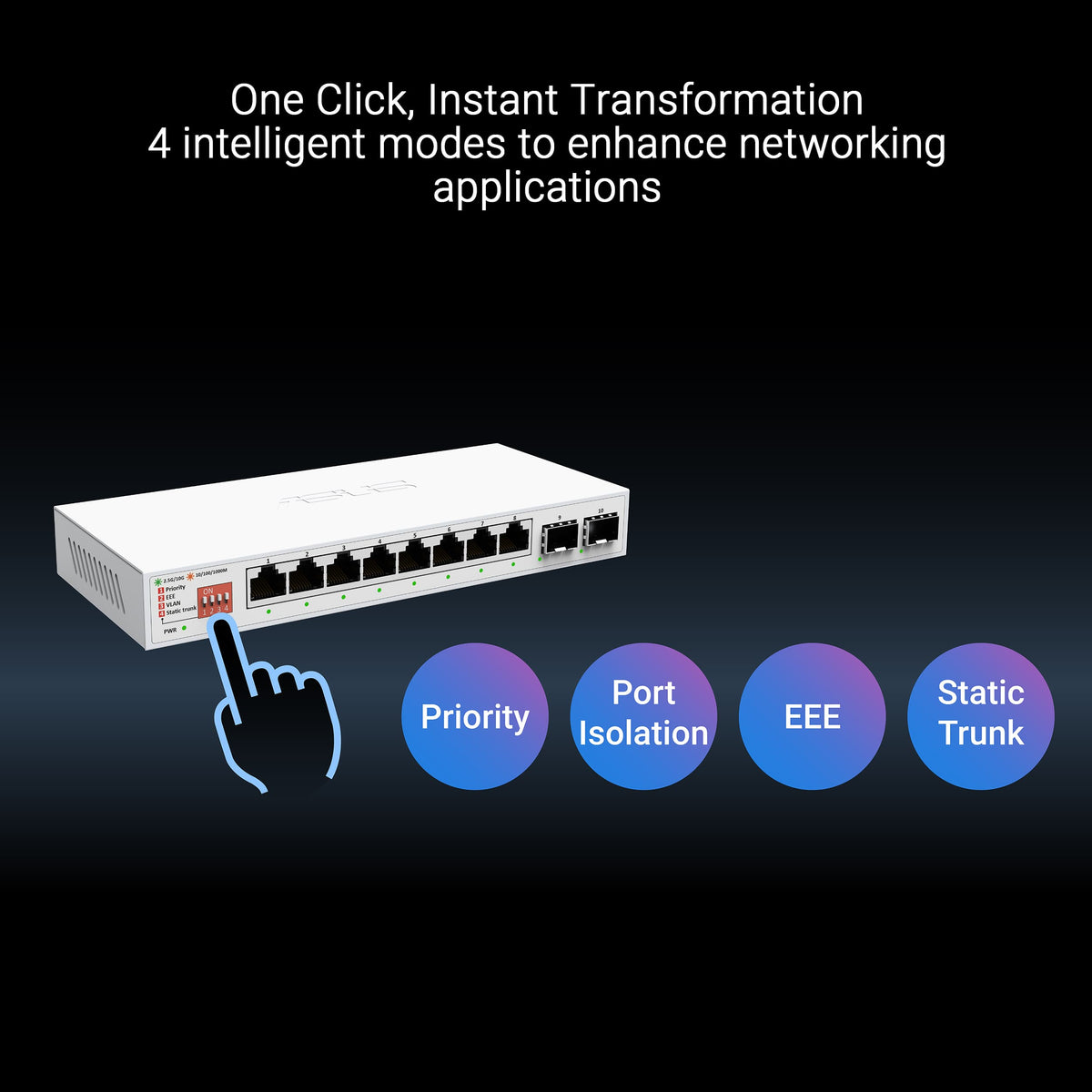ASUS - QG-U1080 8-Port 2.5G + 2-Port 10G SFP+ Unmanaged Ethernet Switch - White