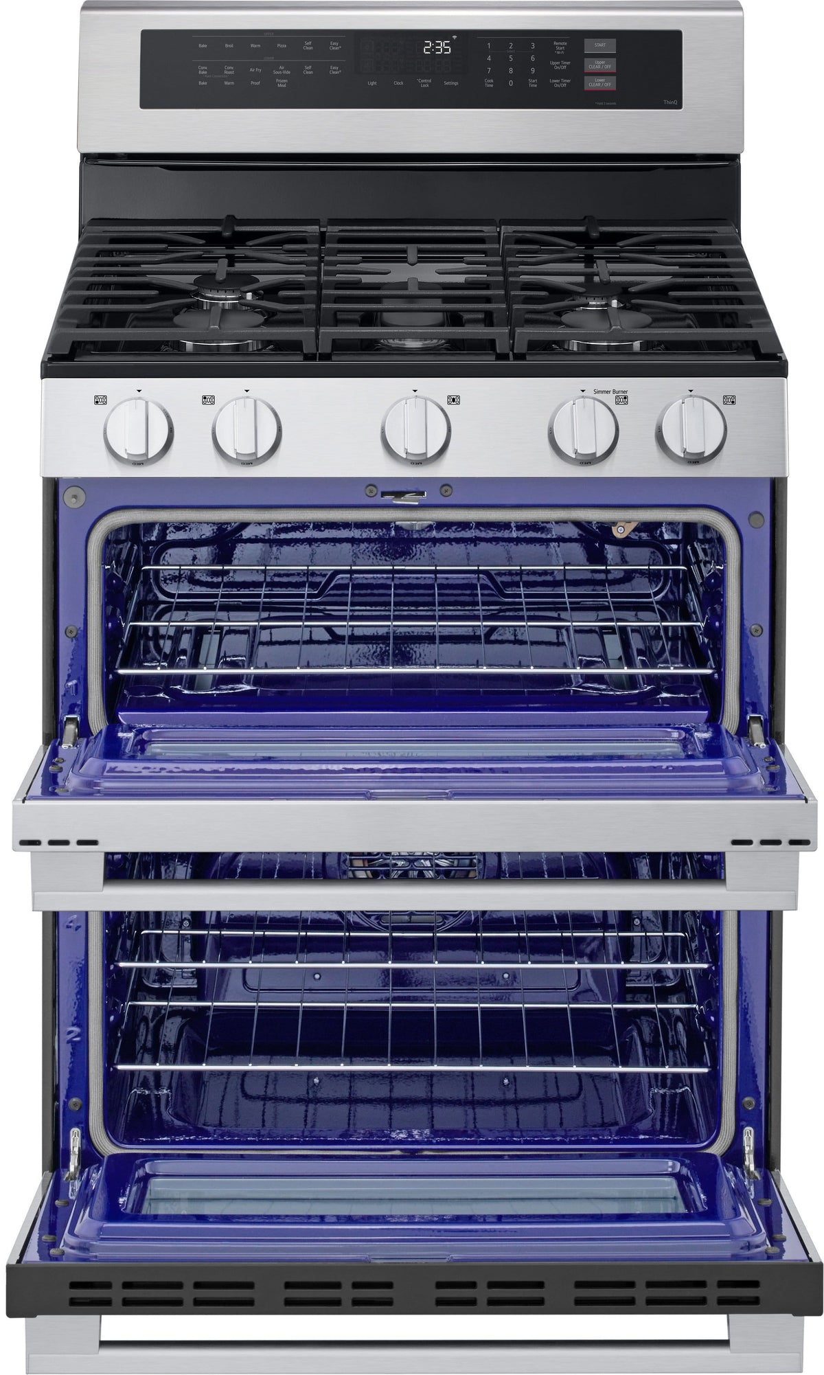 LG - 30-in Wide 6.9 Cu. Ft. Slide-In Double Oven Gas True Convection Smart Range with 5 Burners and UltraHeat 20K BTU Burner - Stainless Steel