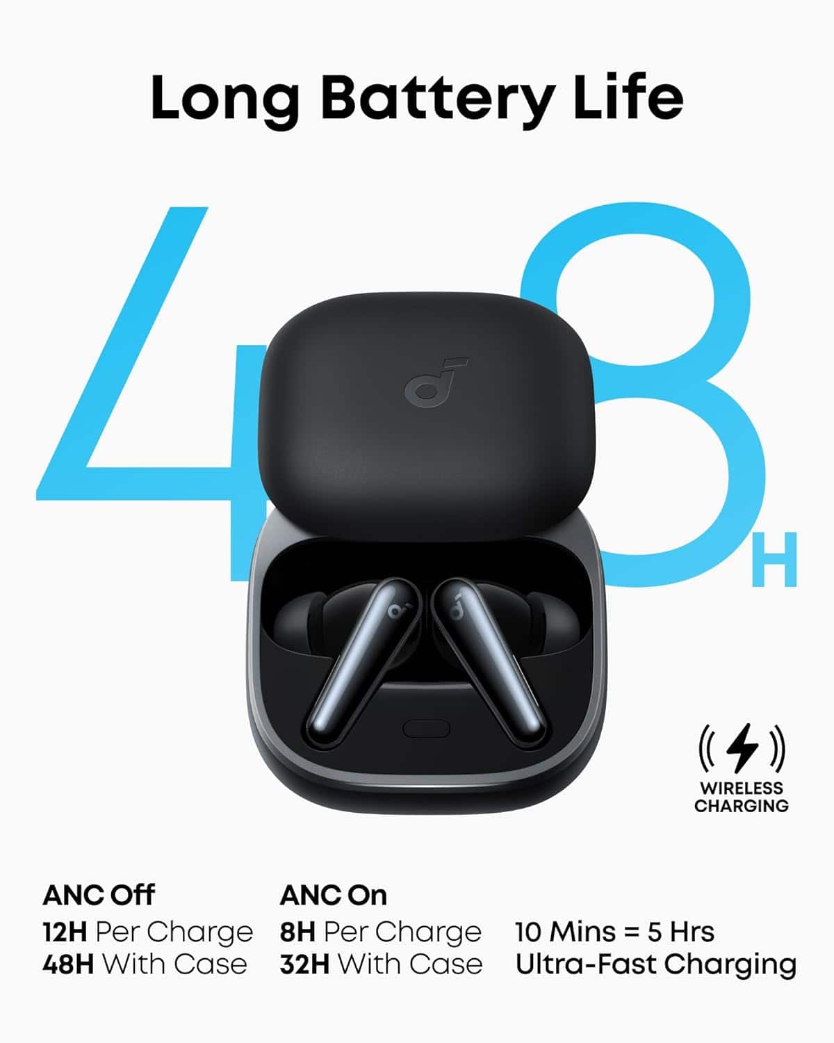 Soundcore - by Anker Liberty 5 Advanced In Ear Noise Cancelling Bluetooth Wireless Earbuds - Black