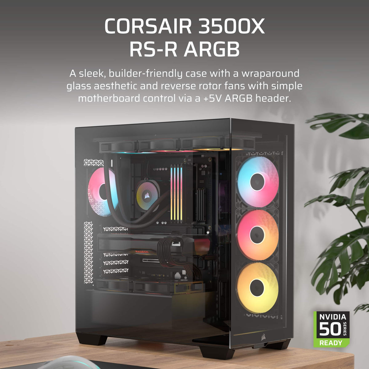 CORSAIR - 3500X RS-R ARGB ATX Mid-Tower PC Case - Black