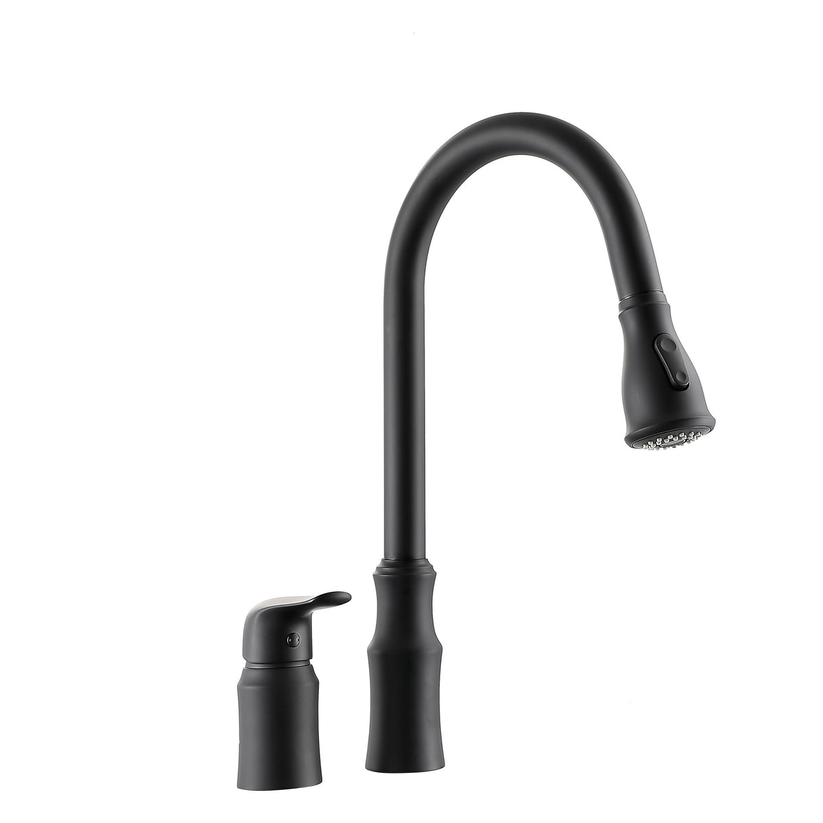 16.9" Kitchen Sink Faucet With Separate Handle And Pull Down Sprayer, Lead Free Brass - Matte Black