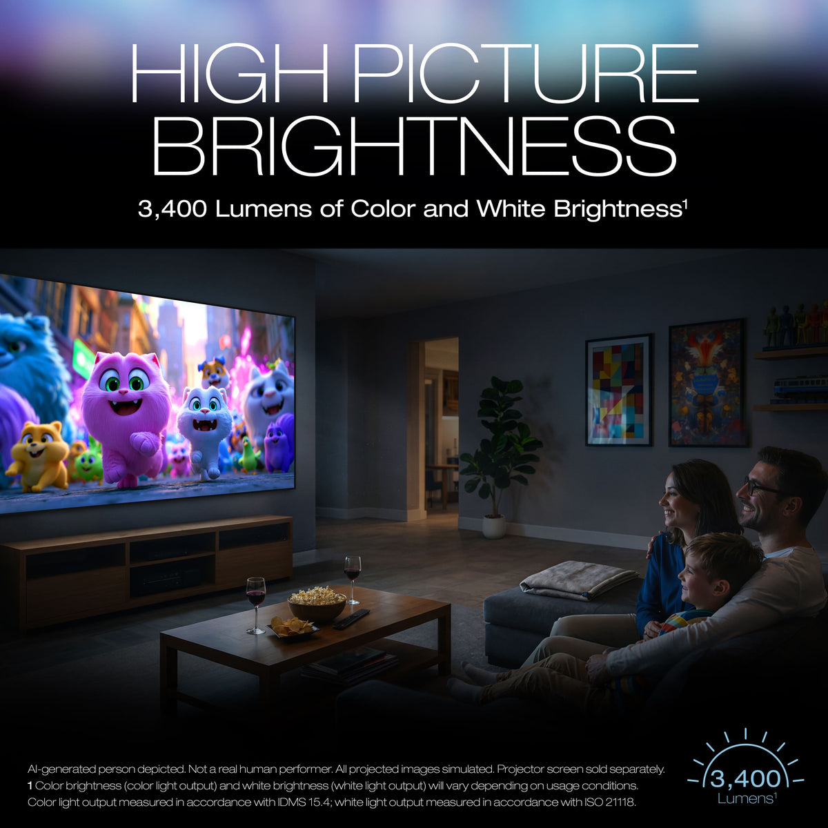 Epson - Home Cinema LS6000 4K Laser Projector, 3,400 Lumens of Color and Brightness, 3LCD, HDR - White