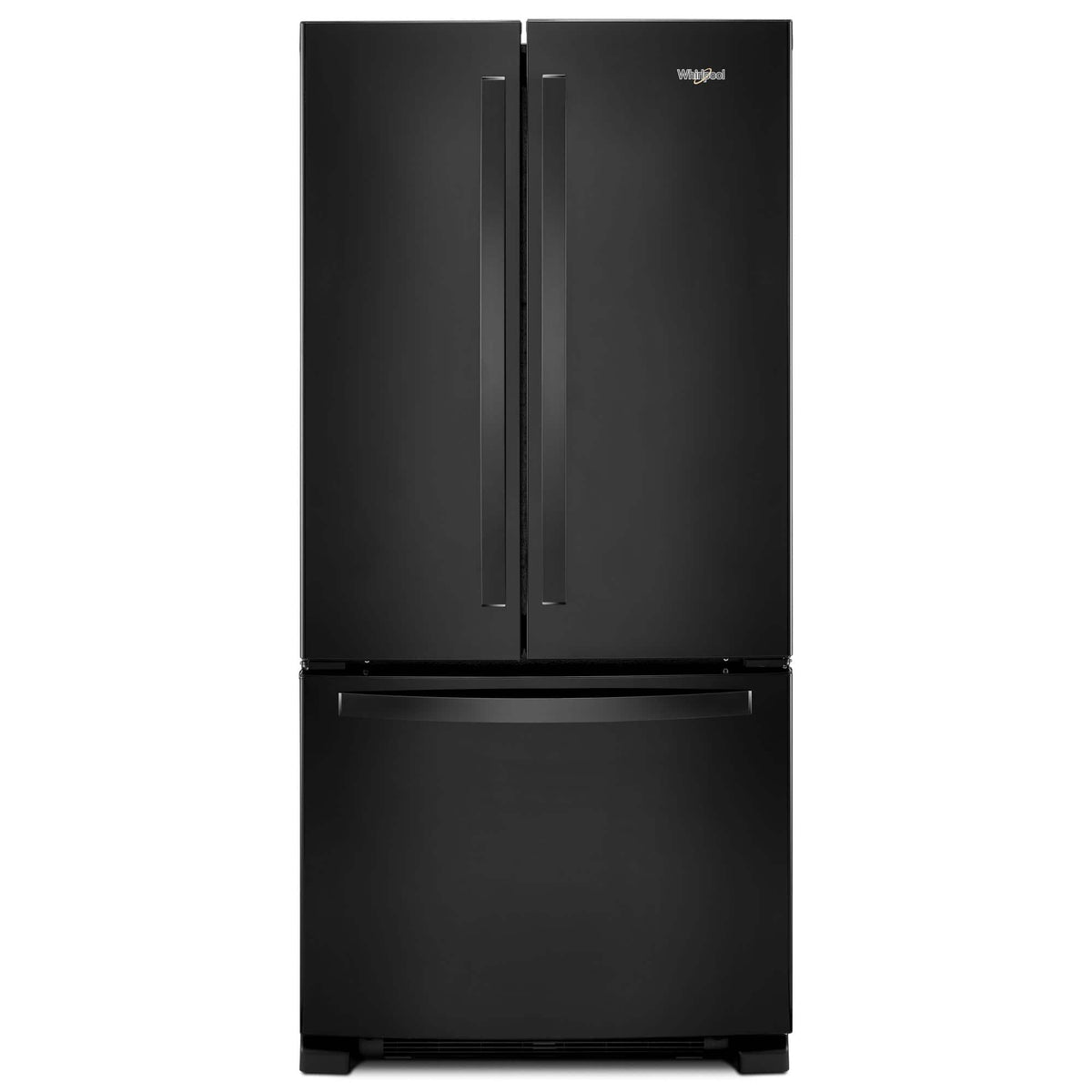 Whirlpool - 33 in. Wide 22 cu. ft. French Door Refrigerator with Humidity-Controlled Crispers - Black