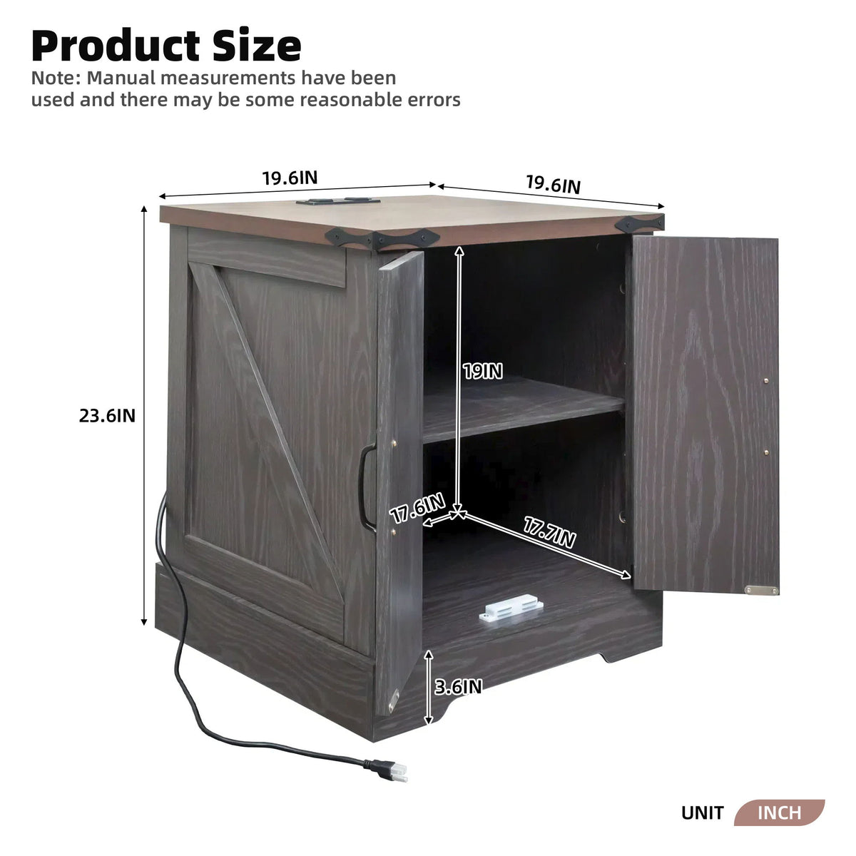 Mesa de noche con estante ajustable