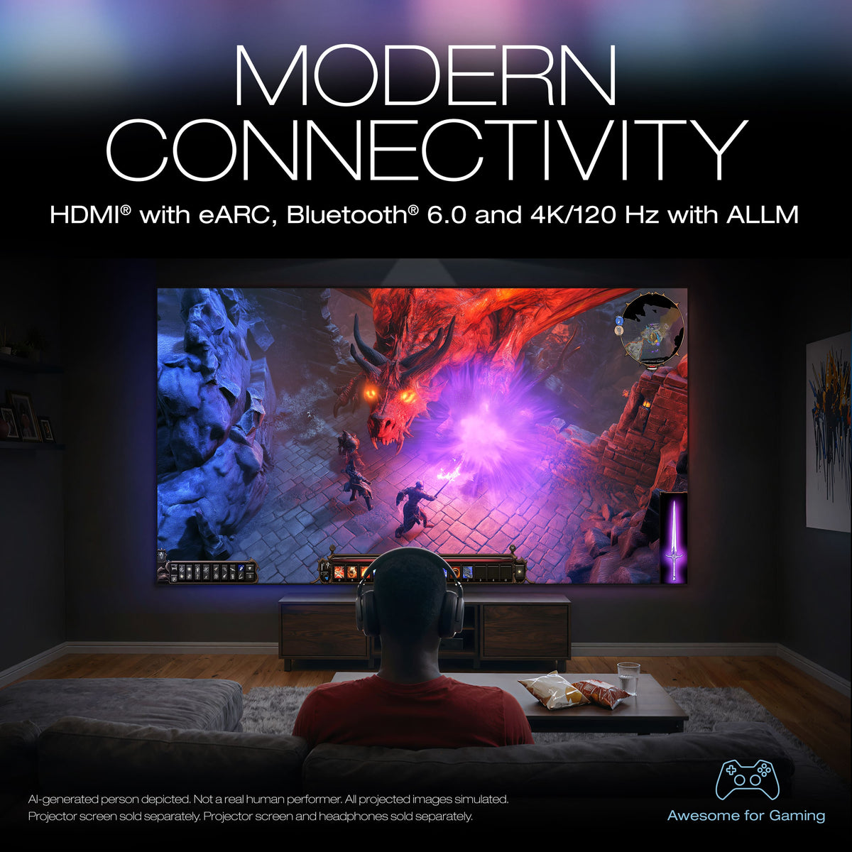 Epson - Home Cinema LS6000 4K Laser Projector, 3,400 Lumens of Color and Brightness, 3LCD, HDR - White