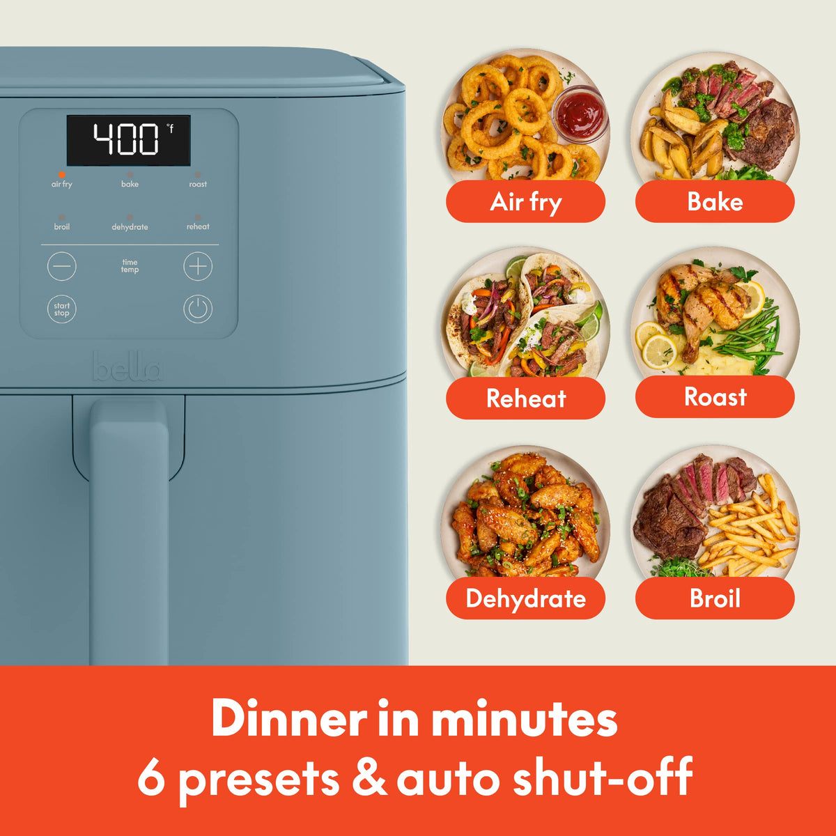 Bella - Fits-anywhere Kitchenware: 6-qt. Slim Air Fryer - Surf