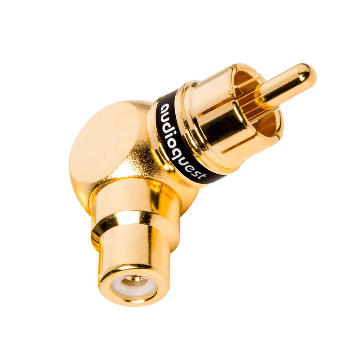 AudioQuest - RCA 90˚ Adaptor - Female RCA > Right-Angle Male RCA - Gold