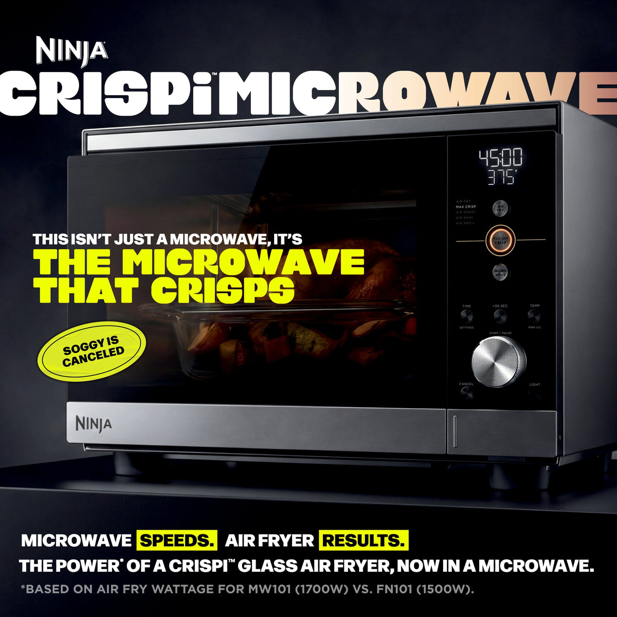 Ninja - Crispi Microwave and Air Fryer with FusionCrisp Technology - Black