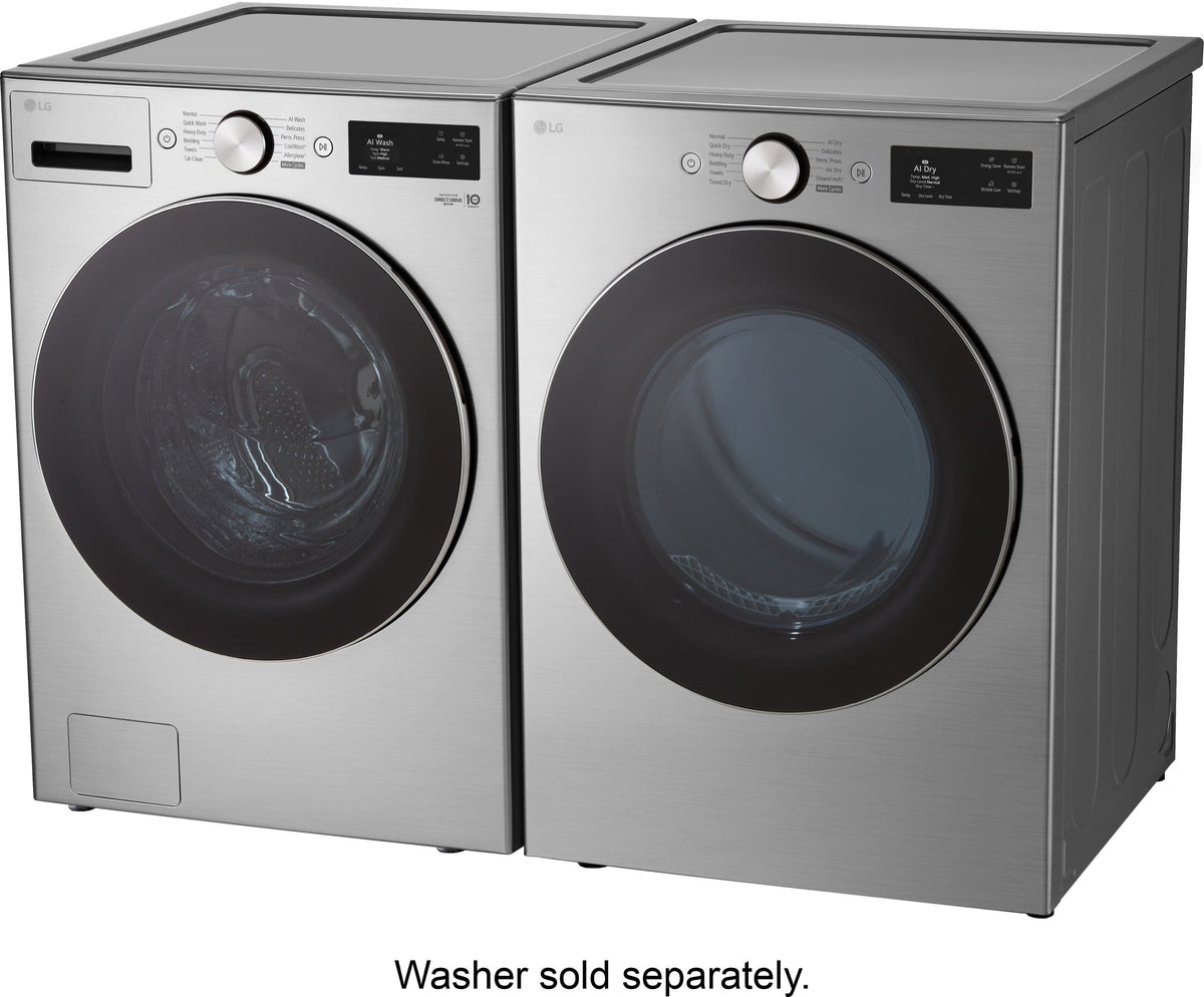 LG - 7.4 Cu. Ft. Smart Gas Dryer with Steam and AI Sensor Dry - Graphite Steel