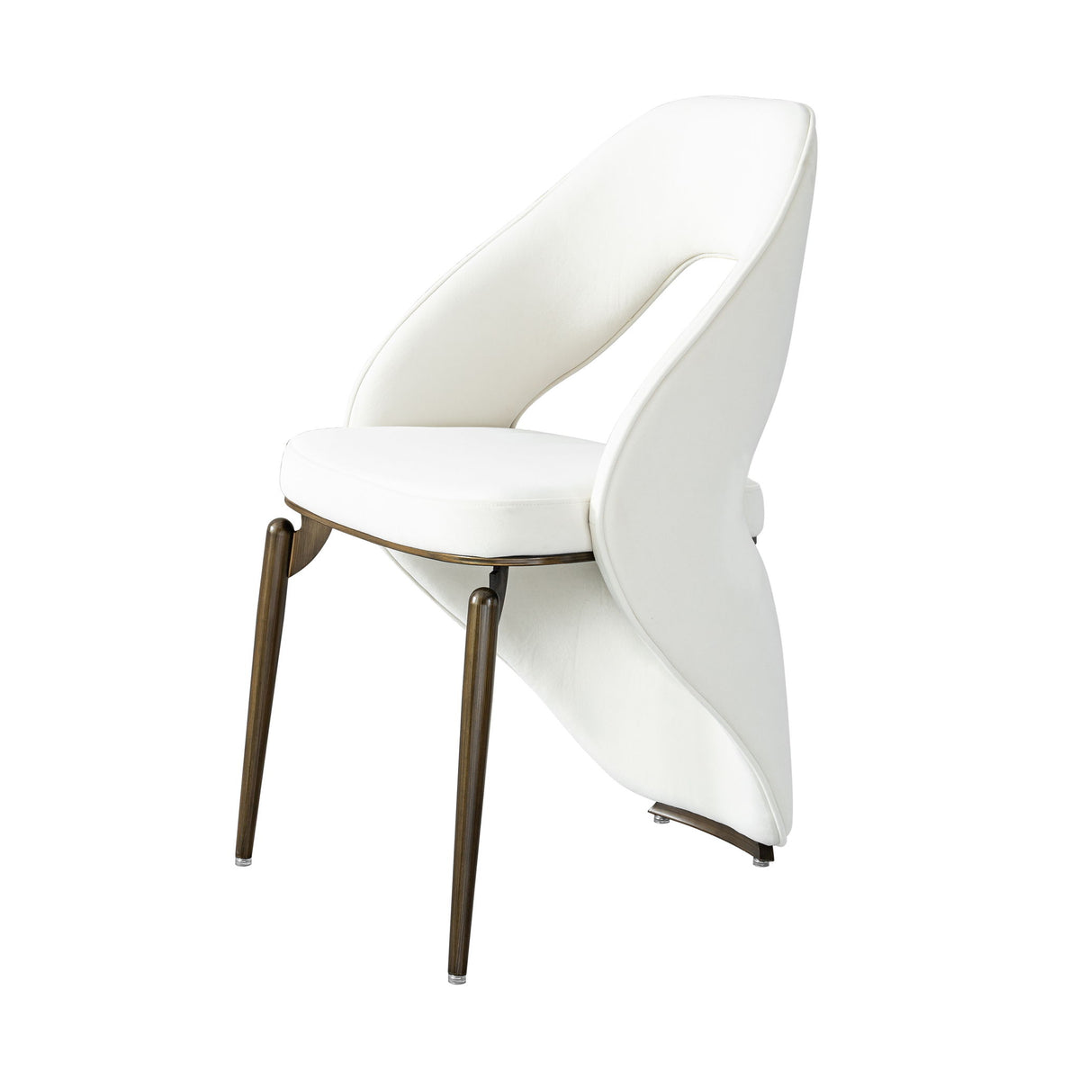 Silla de comedor con diseño de respaldo abierto y tapizado - Blanco antiguo