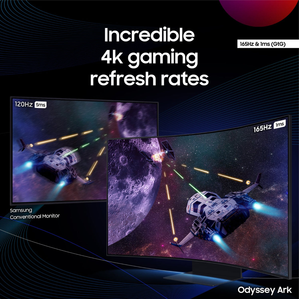 Samsung - 55" Odyssey Ark 2nd Gen. Curved 4K UHD Quantum Mini-LED FreeSync Prem Pro 1ms GTG Gaming Screen - Black