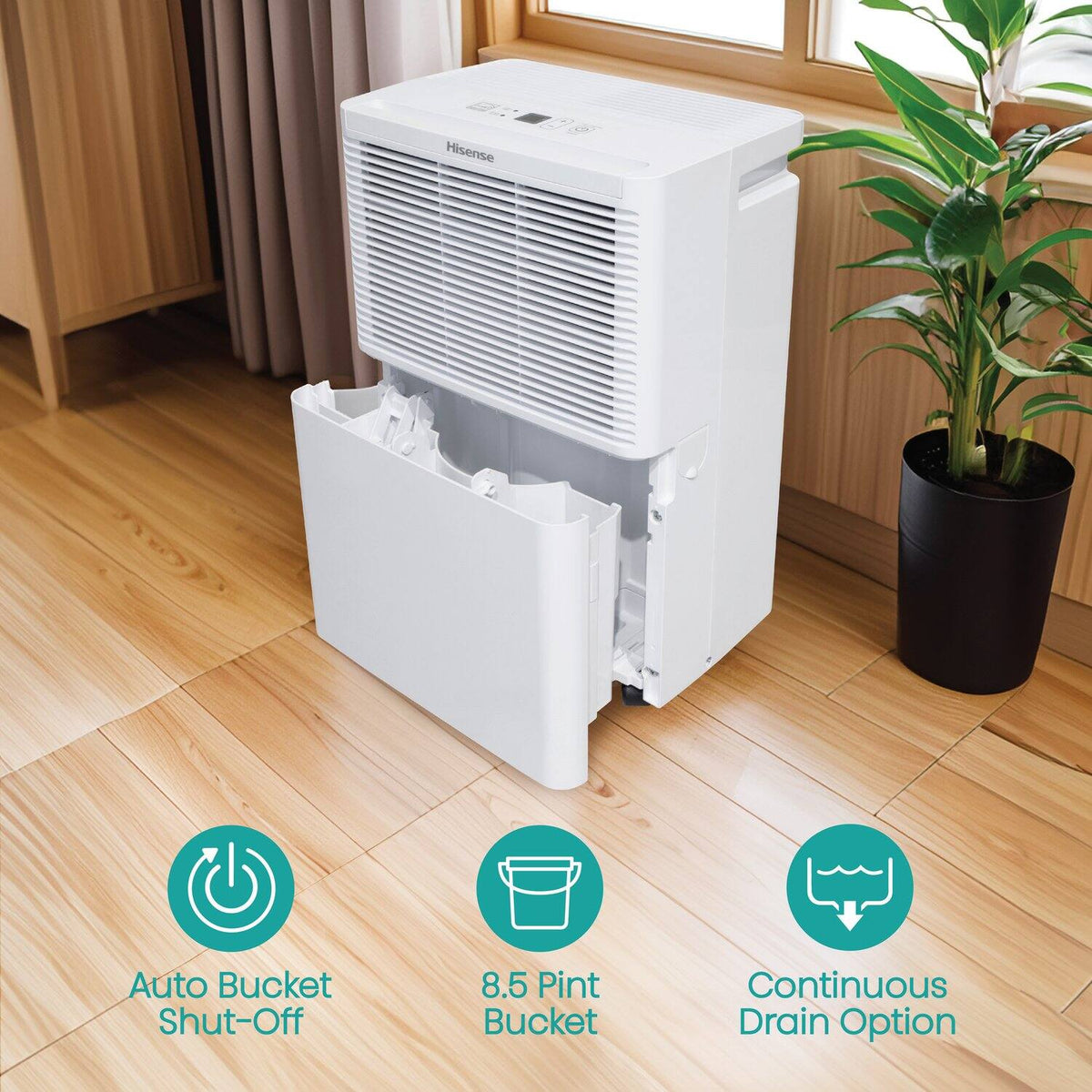 Hisense - 25 Pint 6 Quart Bucket Capacity Dehumidifier - White